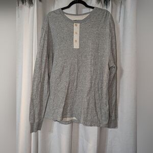 Lucky Brand Gray Long Sleeve Cotton Henley Style Xxl shirt
